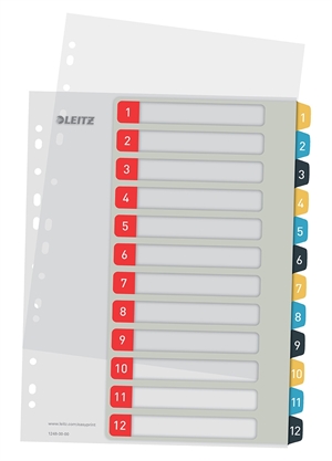 Leitz Register druckbar PP A4+ 1-12 Gemütliche Farben