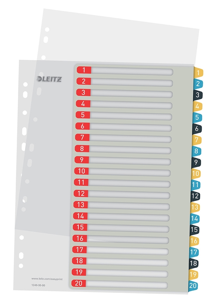 Leitz Register druckbar PP A4+ 1-20 gemütliche Farben