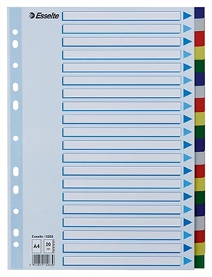 Esselte Register PP A4, 20 farbige Trennblätter
