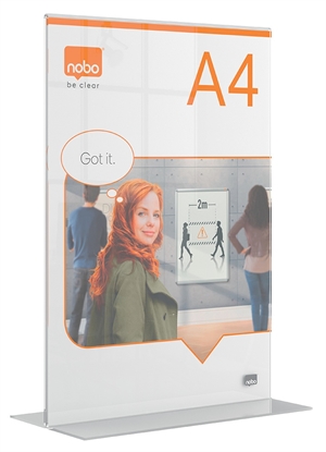 Nobo Schildhalter Premium Plus aus Acryl T-Fuß A4
