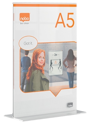 Nobo-Schildhalter Premium Plus aus Acryl mit T-Fuß, A5
