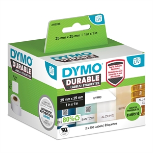 Dymo LabelWriter Haltbarer quadratischer Mehrzweckaufkleber 25 mm x 25 mm Stk.