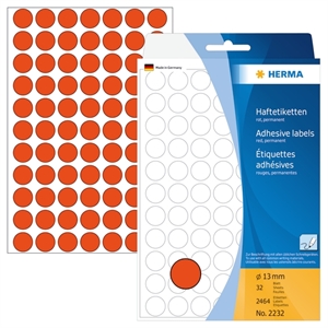 HERMA Etikett manuell ø13 rot mm, 2464 Stück.