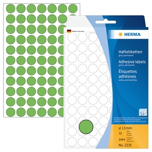 HERMA Etiketten, manuell, ø13mm, grün, 2464 Stück.