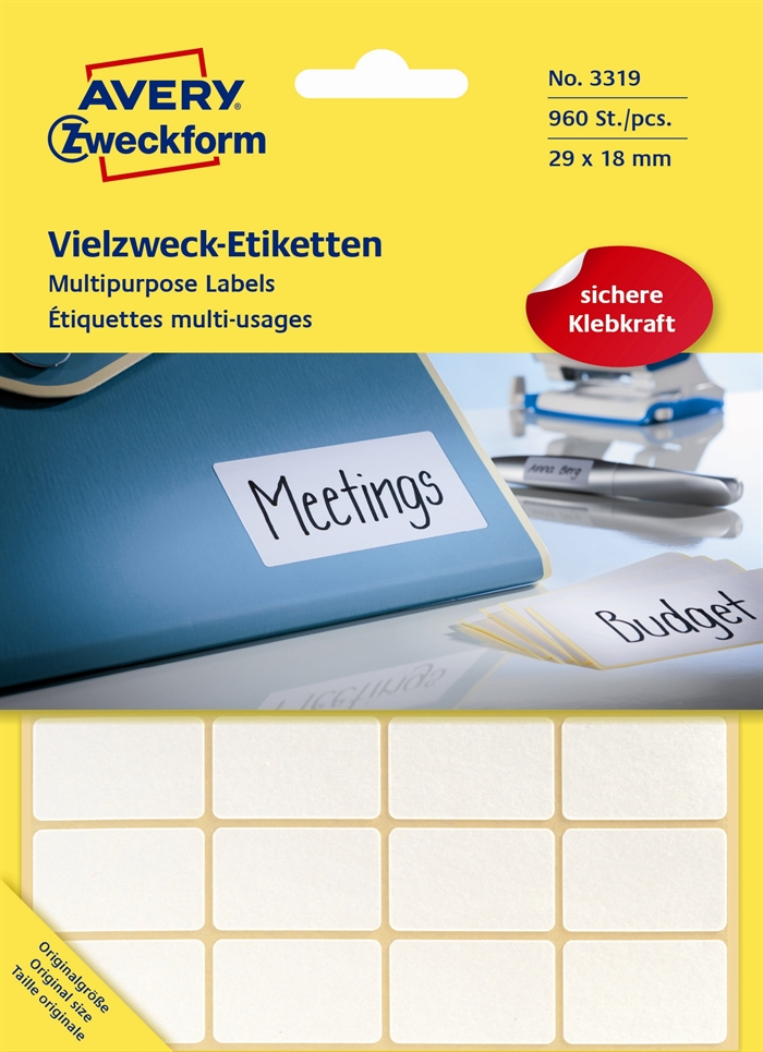 Avery handbuchetiketten 29 x 18 mm, 960 Stück.