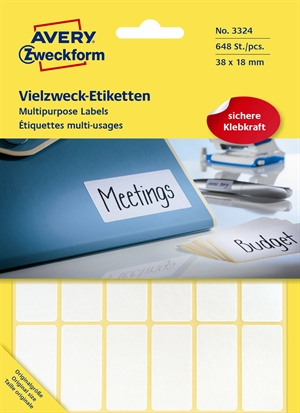 Avery Handbuch-Etikett 38 x 18 mm, 648 Stück.