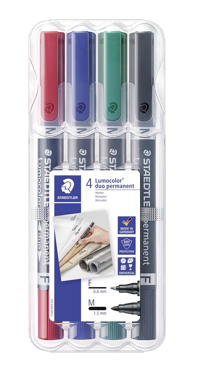 Staedtler Marker Lumocolor Duo Perm 0,6-1,5mm ass (4) 

Staedtler Marker Lumocolor Duo Perm 0,6-1,5mm Sortiment (4)