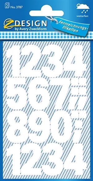 Avery Handbuch Etiketten Zahlen 0-9 25 mm weiß, 48 Stück.