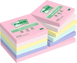 3M Post-it Recycling-Mix-Farben 76 x 76 mm, 100 Blatt - 12er Pack