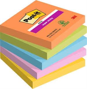 3M Post-it Haftnotizen super sticky Boost 76 x 76 mm, - 90 Blätter - 5er Pack