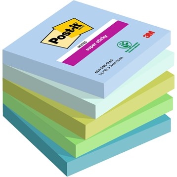 3M Post-it Haftnotizen Super Sticky Oasis 76 x 76 mm, - 90 Blatt - 5er Pack