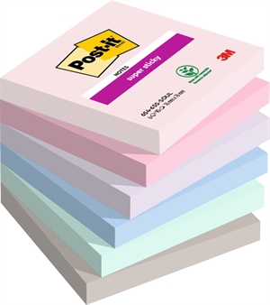 3M Post-it Notizzettel super klebend Soulful 76 x 76 mm, - 90 Blatt - 6er Pack