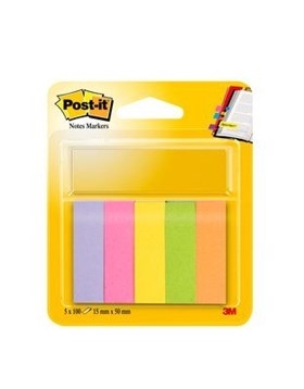 3M Post-it-Registerkarten 15 x 50 mm, gemischte Neonfarben, 5er-Pack