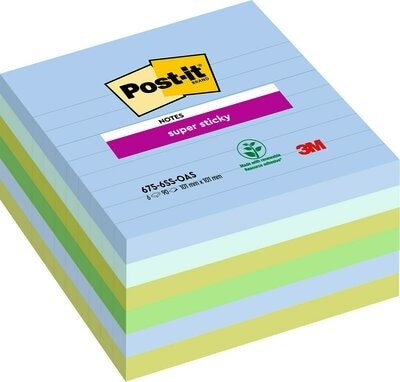 3M Post-it Haftnotizen super haftend 101 x 101 liniert Oasis - 6er Pack