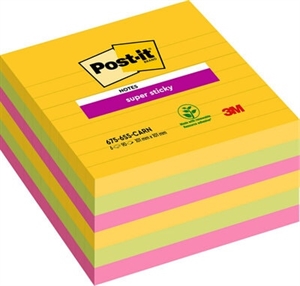 3M Post-it Notizen super haftend 101 x 101 liniert Rio de Janeiro - 6er Pack