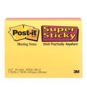 3M Post-it Notizzettel super haftend 149 x 200 Meeting-Set mit verschiedenen Farben - 4er Pack