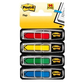 3M Post-it Index Tabs 11,9 x 43,1 mm, "pfeil" sortiert in verschiedenen Farben - 4er Packung