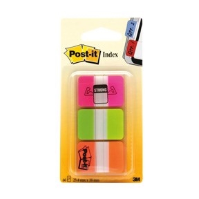 3M Post-it Indexfaner 25,4x38,1 Strong Ass. Neon - 3er Pack