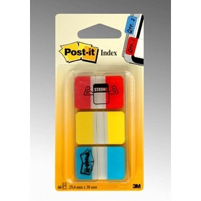 3M Post-it Index Tabs 25,4x38,1 kräftige Farben - 3er Pack
