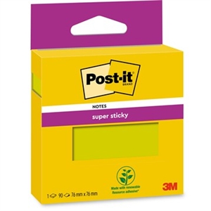 3M Post-it Notizen, super haftend, grün, 76 x 76 mm, - 90 Blatt