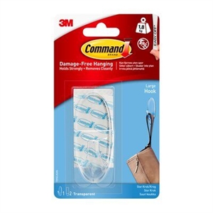 3M Command Transparenter Großer Haken 1,8 kg, 1 Haken, 2 Streifen