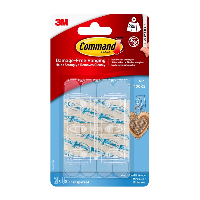 3M Command transparente Mini-Haken mit transparenten Strips 170