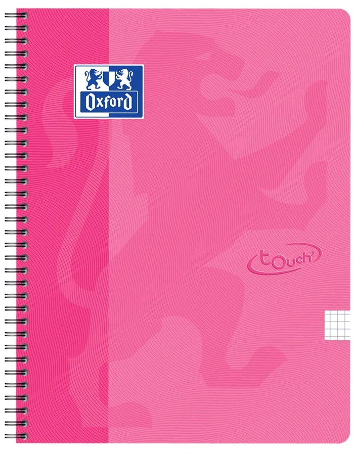 Oxford Touch Notizbuch A5+ kariert 5x5 70 Blatt 90g pink