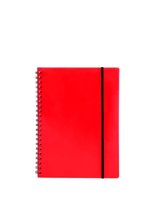 Büngers Notizbuch A5 aus Kunststoff mit rotem Drahtbinderücken