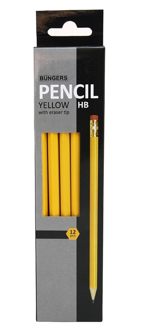 Büngers Bleistift gelb mit Radiergummi-Spitze HB (12)