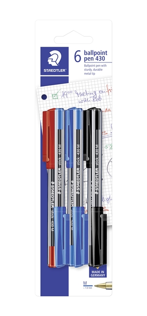 Staedtler Kugelschreiber m/Mütze M ass Blister (6)