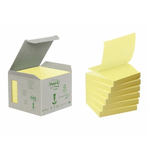 3M Post-it Z-Notes 76 x 76 mm, recyceltes Gelb - 6er Pack