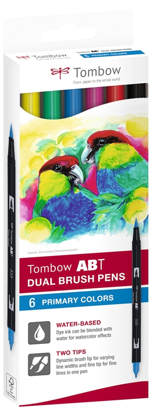 Tombow Marker ABT Dual Brush 6C-1 Basic Karton (6)