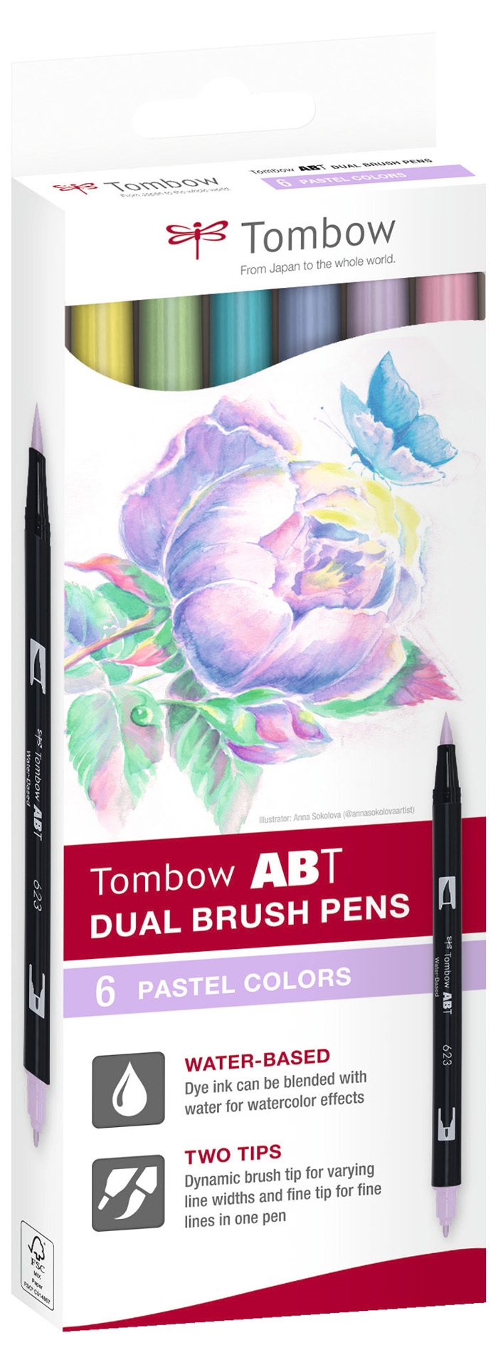 Tombow Marker ABT Dual Brush 6C-2 Pastellkarton (6)