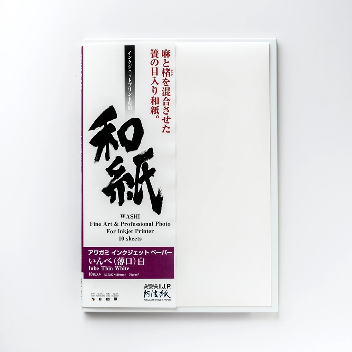 Awagami Inbe Dünn Weiß - 70 g/m², A3+ 10 Blatt