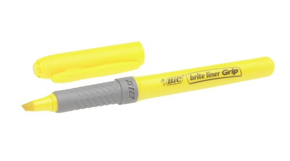 Bic Highlighter Brite Liner Grip yellow