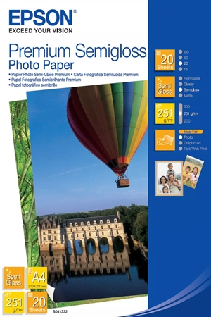 Epson A4 Premium Semigloss Fotopapier 251 g/m², 20 Blatt