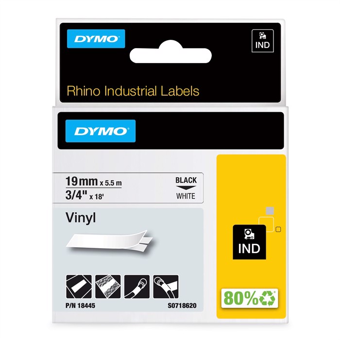 Tape Rhino 19 mm x 5,5 m Vinyl Schwarz/Weiß
