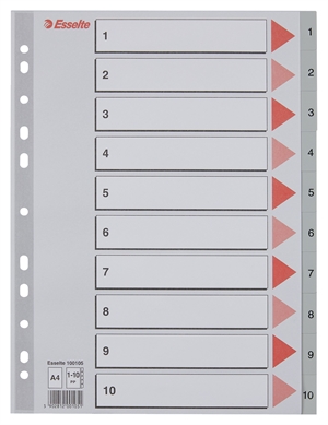 Esselte Register PP A4 1-10 grau