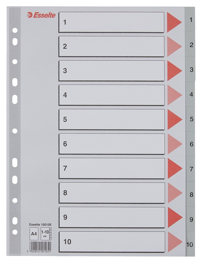 Esselte Register PP A4 1-10 grau