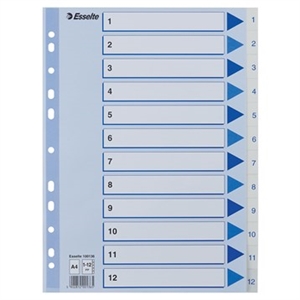 Esselte Register PP A4 1-12 weiß