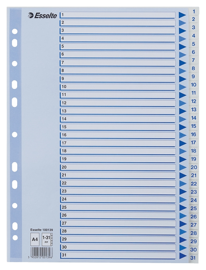 Esselte Register PP A4 1-31 weiß