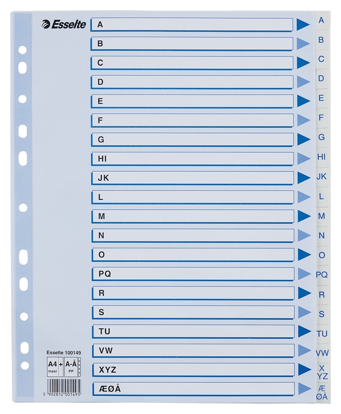 Esselte Register PP A4 Maxi A-Å weiß