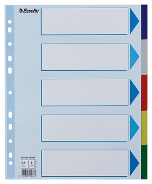 Esselte Register PP A4 groß, 5-teilig, farbig markiert