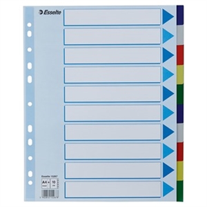 Esselte Register PP A4 Maxi mit 10 farbigen Trennblättern.