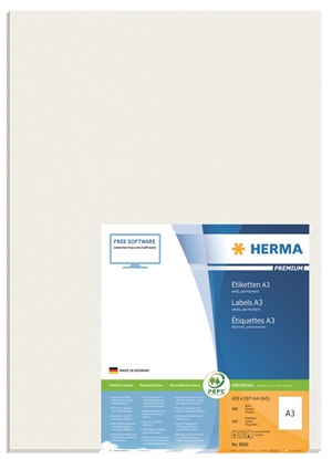 HERMA Etikett Premium A3 100 420 x 297 mm, 100 Stück.