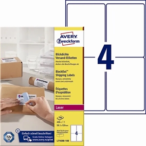 Avery address label 99.1 x 139 mm BlockOut, 400 pcs.