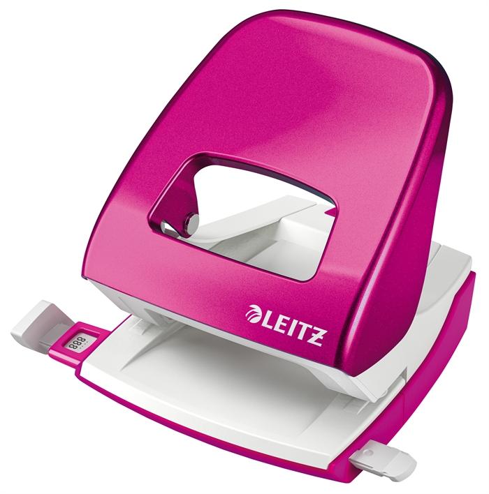 Leitz Locher 5008 WOW, 2-Loch, für 30 Blatt, pink