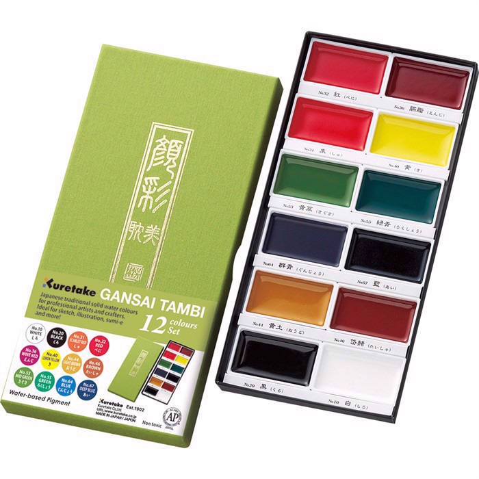 ZIG GANSAI TAMBI Aquarell-Set mit 12 Farben