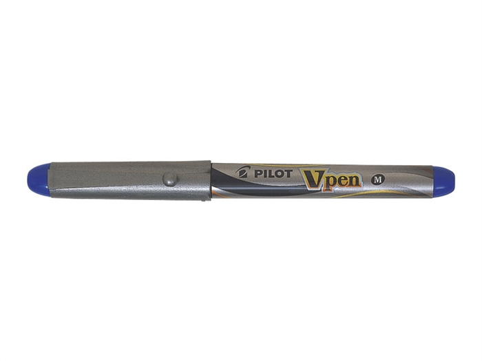 Pilot Füllfederhalter V-Pen Silber mit Kappe blau