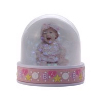 Photo Snow Globe 95 x 92 mm - Baby Pink With silver/pink glitters and stars inside